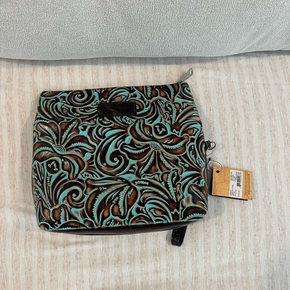 Patricia Nash - Tooled Turquoise Leather Clutch - Picture 2 of 4